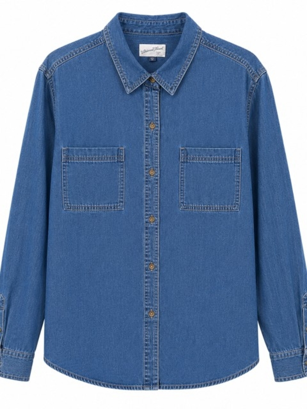 Universal Thread Denim Chambray Button Front Shirt Women’s XXL Long Sleeve Blue